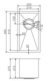 Single Bowl Drop in/Undermount Kitchen / Laundry Sink 250x440mm - Various Colours