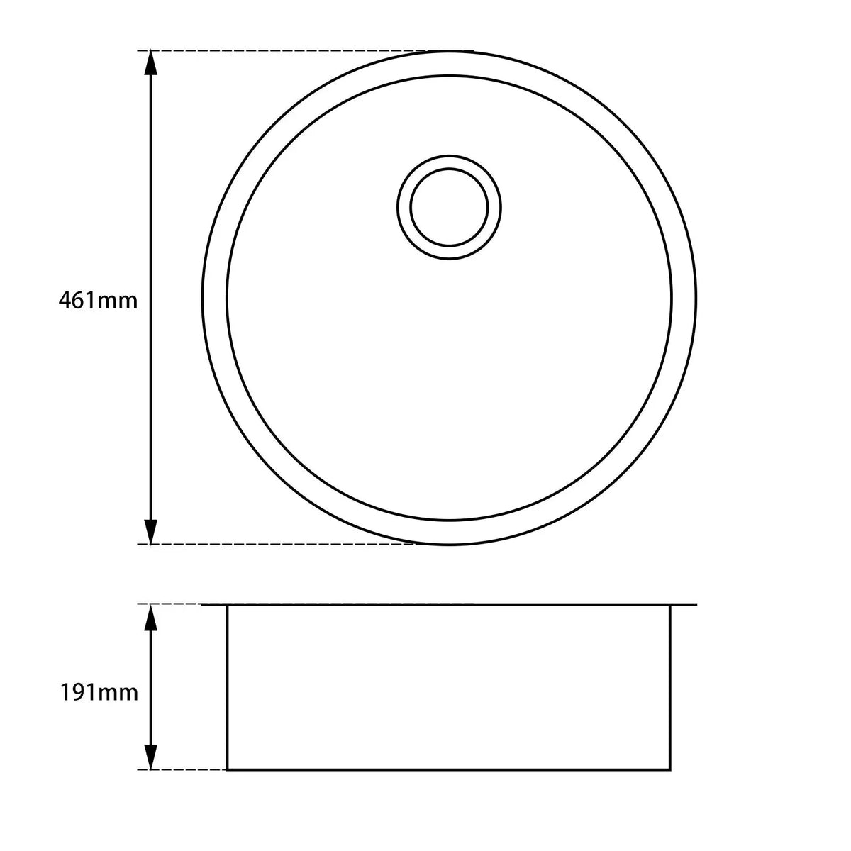 Granite Round Laundry/Kitchen Sink Drop in / Undermount Sink 460Ø mm - Various Colours