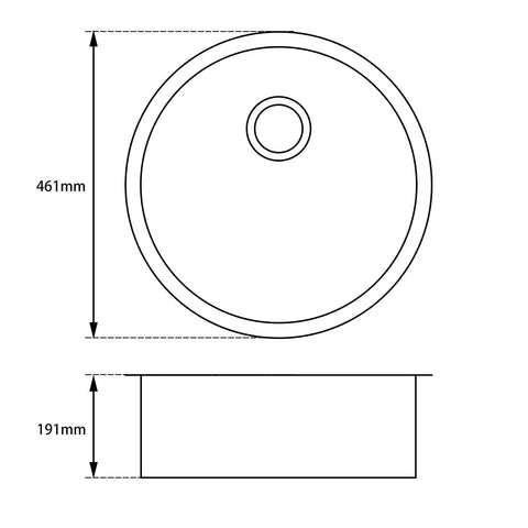 Granite Round Laundry/Kitchen Sink Drop in / Undermount Sink 460Ø mm - Various Colours