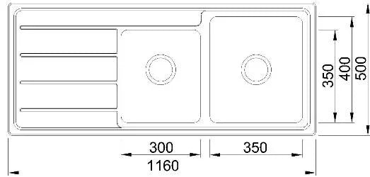 Double Bowls with Drainer Topmount Kitchen Sink 1160x500mm - Stainless Steel