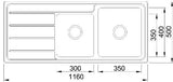 Double Bowls with Drainer Topmount Kitchen Sink 1160x500mm - Stainless Steel