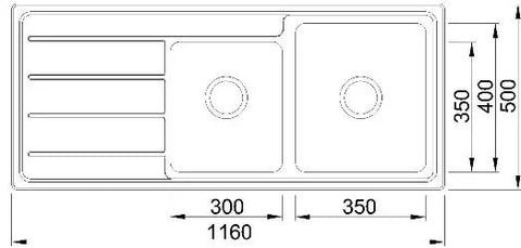Double Bowls with Drainer Topmount Kitchen Sink 1160x500mm - Stainless Steel