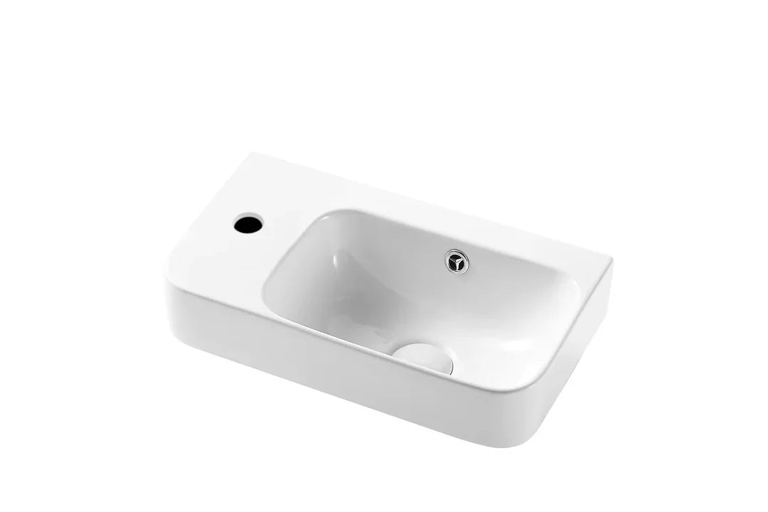 Kinetic Gloss White Wall Hung Ceramic Basin 450x260mm - Left Hand / Right Hand