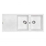 Granite Black Double Bowls with Drainer Topmount Kitchen Sink 1160x500mm - Various Colours