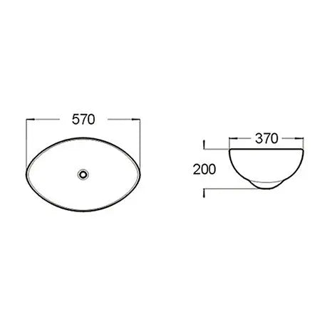 Peta Counter Top Ceramic Basin 570x370mm - Stock Clearance