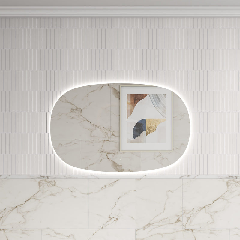 Oval Shape LED Mirror Touchless switch with Demister 1100x700mm - Frameless / with Frame