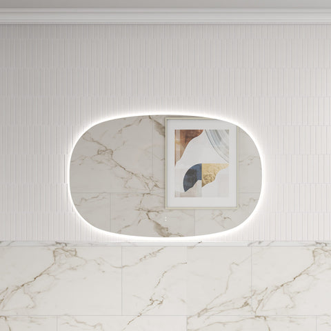 Oval Shape LED Mirror Touchless switch with Demister 1400x900mm - Frameless / with Frame