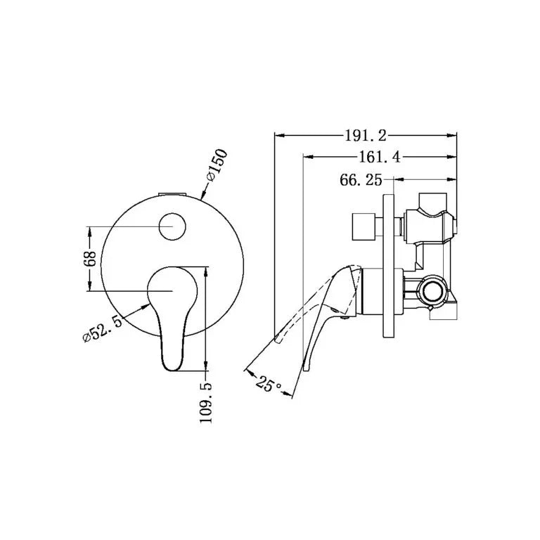 SMD23 Round Shower / Bath Mixer with Diverter - Chrome