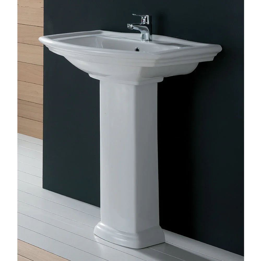 Heritage Premium Ceramic Pedestal / Freestanding Basin 560x420mm - Gloss White