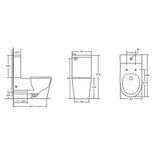 Noveen Raised Height Accessible Disabled Back To Wall Rimless Nano Glazed Toilet Suite with Soft Close Seat - White (4 Star)