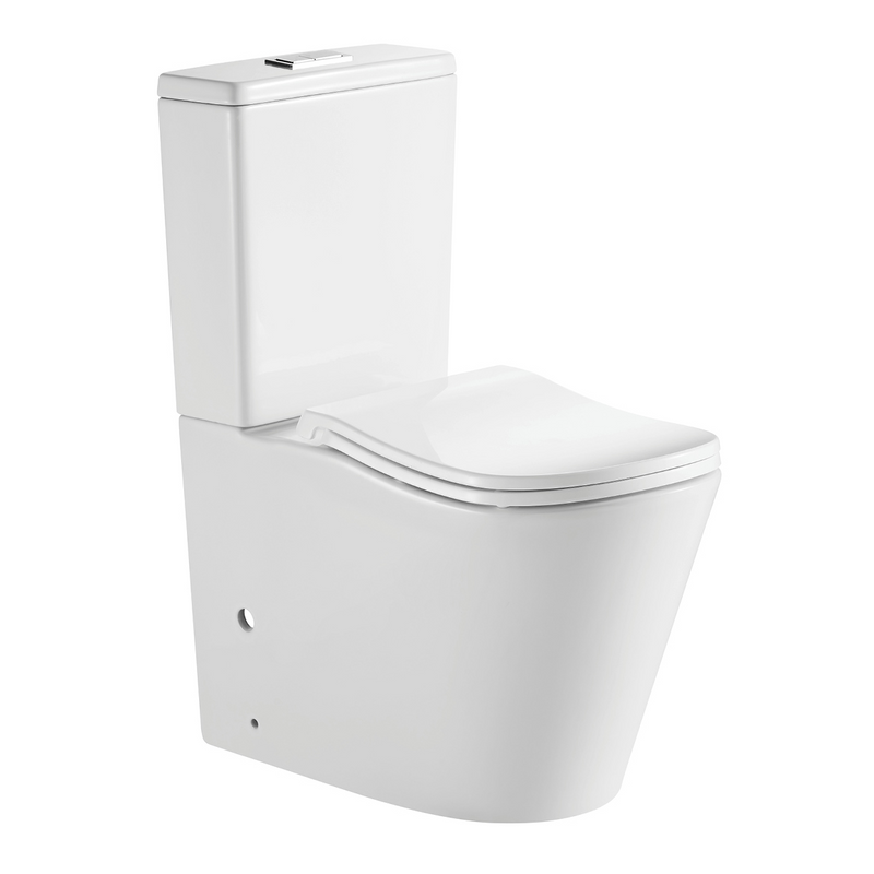 Raised Height Back To Wall Tornado Rimless Flush Ergonomic Toilet Suite with Soft Close Seat - White (4 Star)