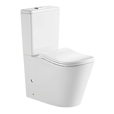 Raised Height Back To Wall Tornado Rimless Flush Ergonomic Toilet Suite with Soft Close Seat - White (4 Star)