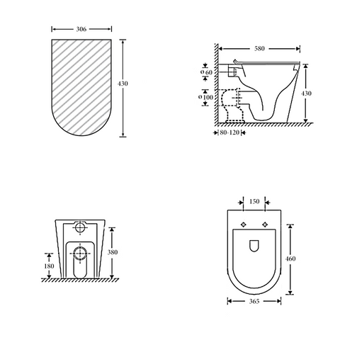 Geberit In Wall Package - Rimless Floor Pan, Inwall Cistern and Button