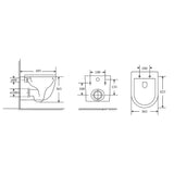 BM Kiev Raised Height Tornado Rimless Flush Wall Hung Pan with Soft Close Seat - White (4 Star)