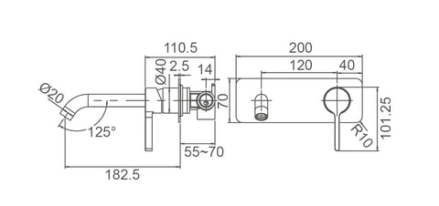 WBM19 Rushy Wall Basin/Bath Mixer Set With Spout - Various Colours
