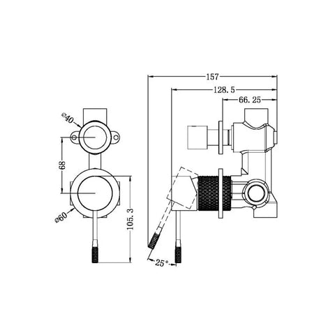 SMD36 Opal Shower / Bath Mixer with Diverter (Separate Backplate) - Various Colours