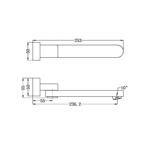 Nero BS04 Oval Bath Wall Swivel Spout - Various Colours