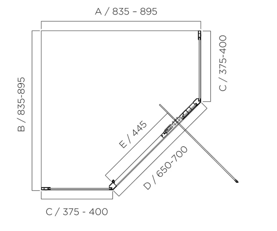 SS24 6mm Diamond Full Framed Pivot Shower Screen – 2000mm High, Chrome, 2 Sizes