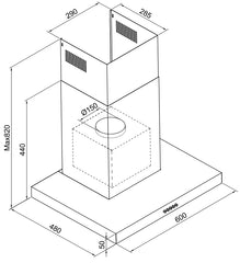 Carysil T Shape Rangehood 60CM - Various Colours