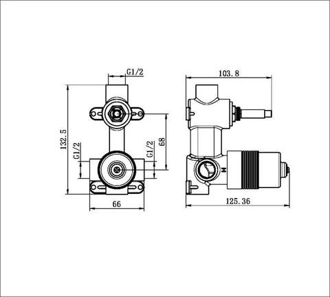 Project Universal Body for Shower / Bath Mixer with Diverter (Mixer Body Only)