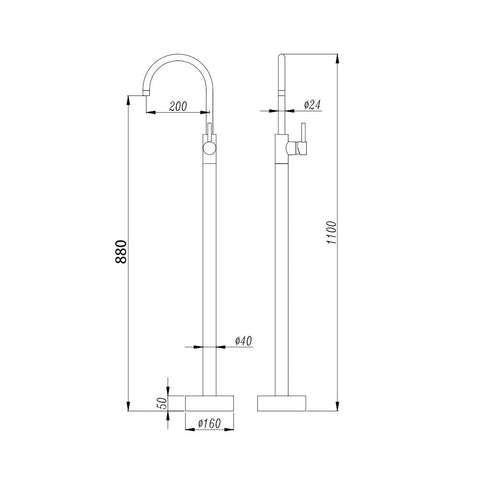 Nero Freestanding Bath Mixer / Filler (Gooseneck) - Various Colours