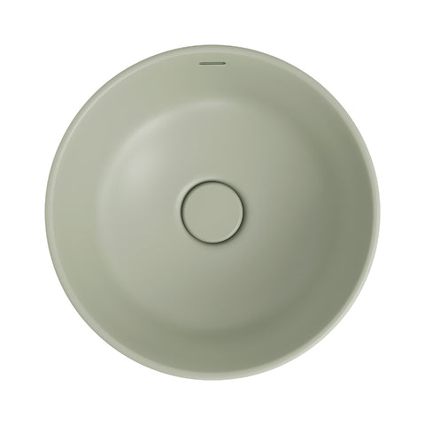 Tide Round Counter Top Ceramic Basin with Overflow 360x360mm - Matte Olive (Stock Clearance)