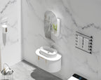 Pill Shape Mirror Cabinet Pencil Edge 450x900mm - Matte White / Matte Black / Woodgrain