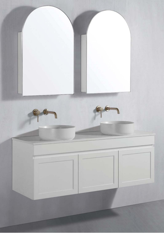 Arched Shape Mirror Cabinet Pencil Edge 610x900mm - Matte White / Matte Black / Woodgrain
