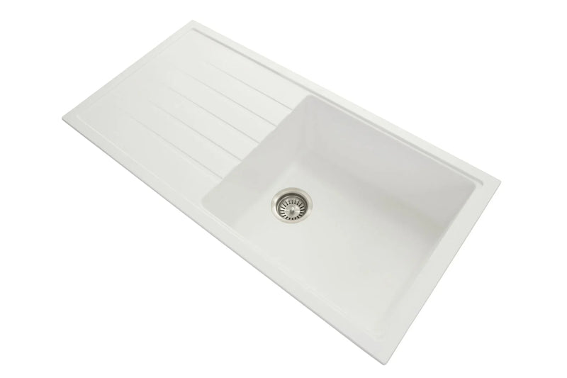 Granite Black Single Bowl Kitchen Sink With Drainer 1000x500mm