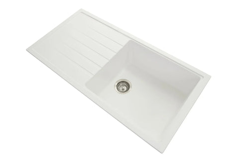 Granite Black Single Bowl Kitchen Sink With Drainer 1000x500mm