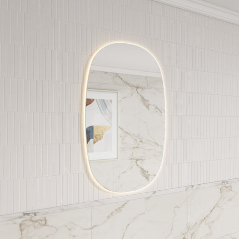 Oval Shape LED Mirror Touchless switch with Demister 580x900mm - Frameless / with Frame