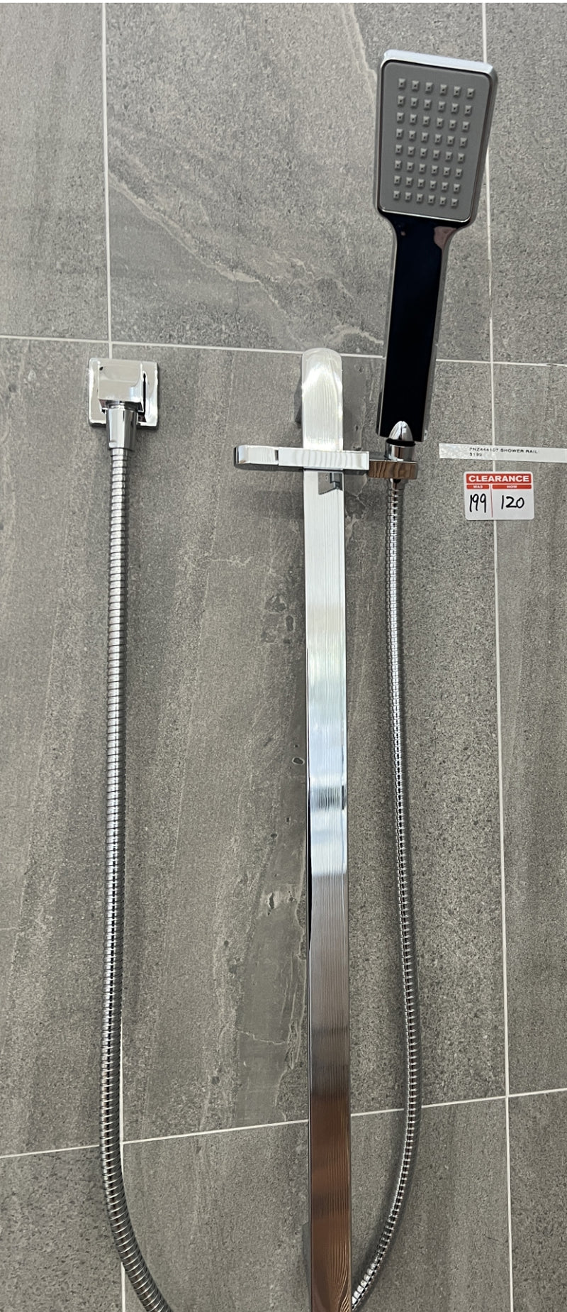 Square Single Shower Rail Chrome - Stock Clearance