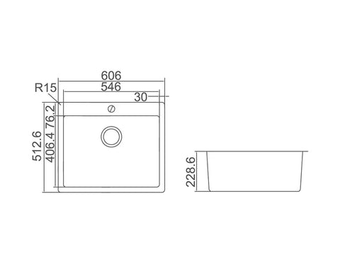 Single Bowl Topmount Kitchen / Laundry Sink With Tap Hole 706x512mm / 606x512mm / 510x510mm / 350x510mm- Stainless Steel