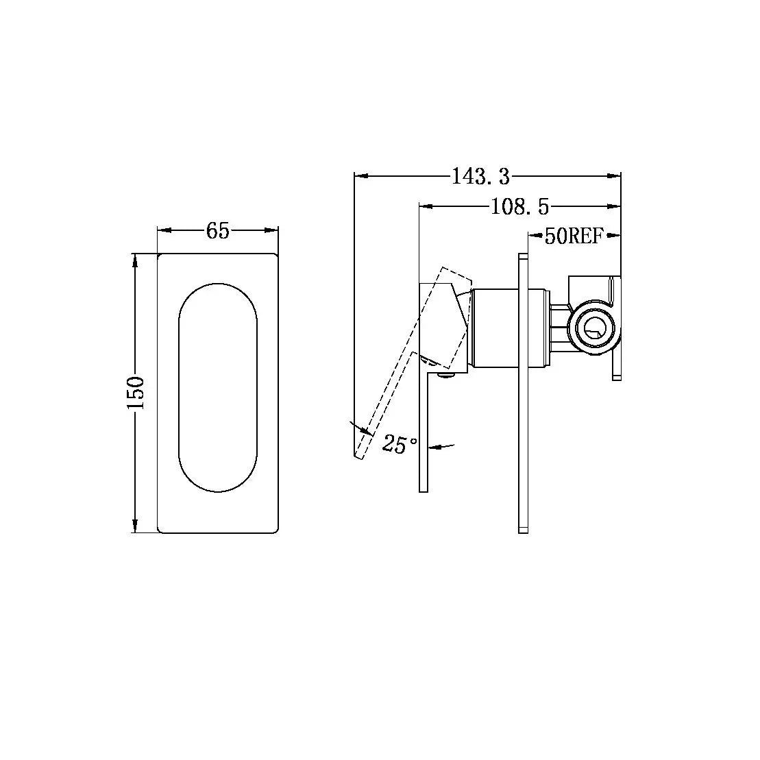 SM04 Nero Shower/Bath Mixer (Rectangle Backplate) - Various Colours