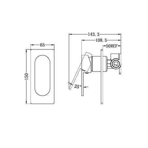 SM04 Nero Shower/Bath Mixer (Rectangle Backplate) - Various Colours