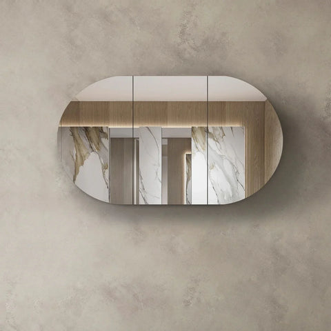 Oval Mirror Cabinet Pencil Edge 900x600 / 1200x750 / 1500x900mm - Various Colours