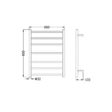 NRO19001BN Non Heated Towel Ladder Round Bar in Brushed Nickel 600mm