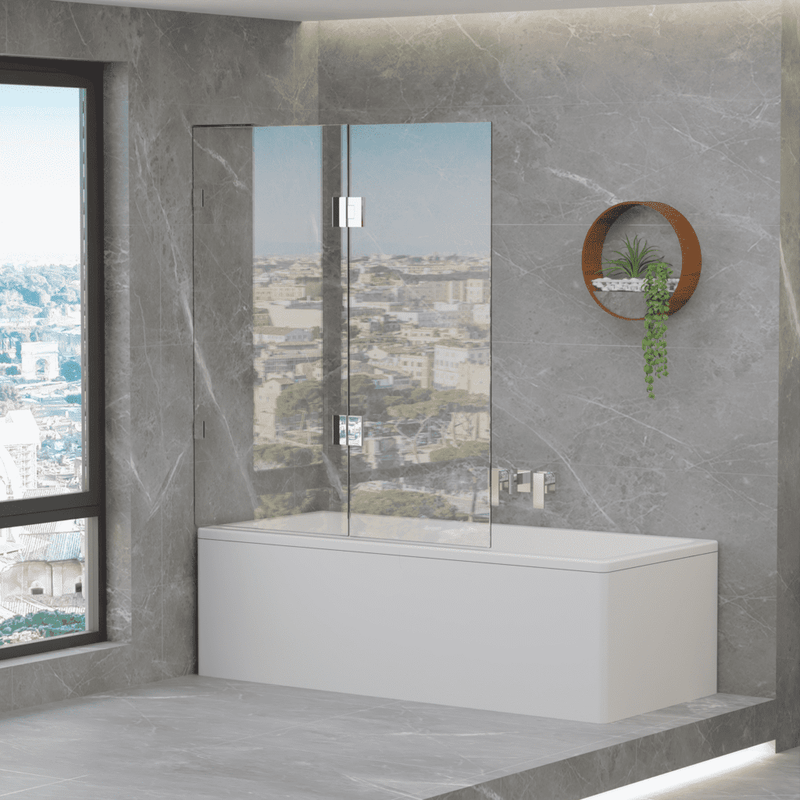 SS22 Fixed & Swing Over Bath Shower Screen 900x1500mm / 1000x1500mm - Various Colours Hardware