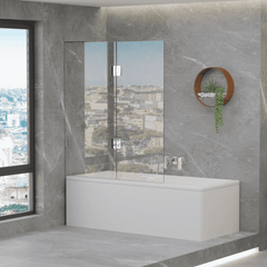 SS22 Fixed & Swing Over Bath Shower Screen 900x1500mm / 1000x1500mm - Various Colours Hardware