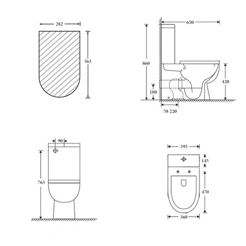 Chica Back to Wall Rimless Flush Toilet Suite with Soft Close Seat - White (4 Star)