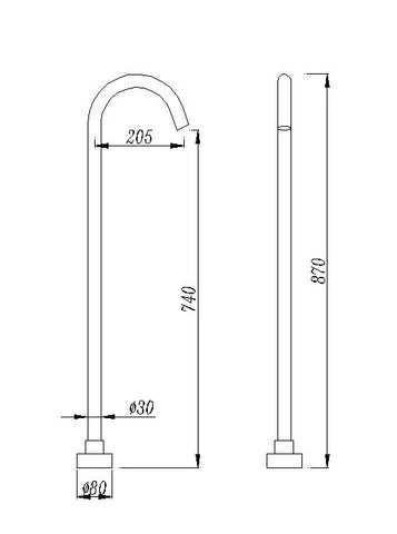 Round Freestanding Bath Filler / Spout - Various Colours