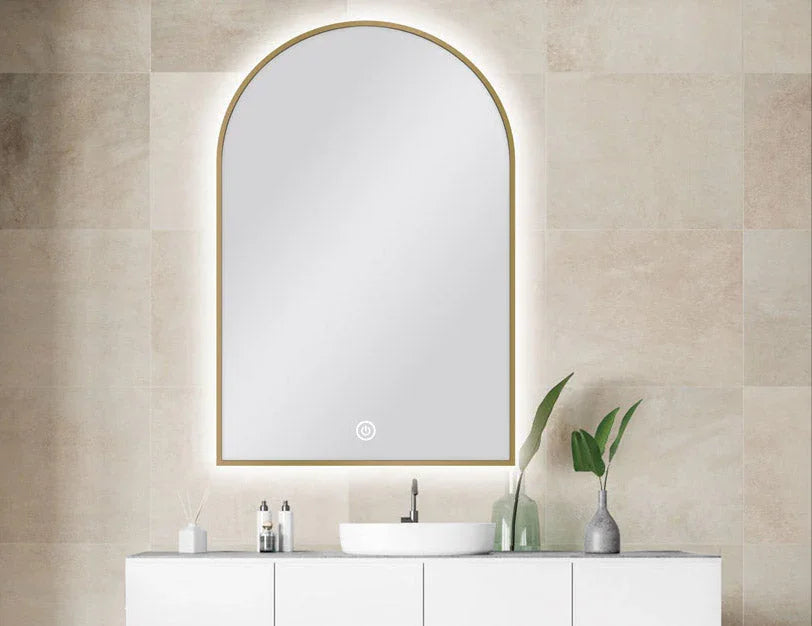 Arch Shape Framed LED Mirror with Demister 600x900mm - Various Colours Frame