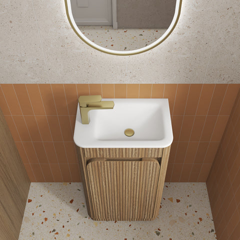 BV91 Compact Fluted Floor Mounted Ensuite Vanity 450x295mm - Various Colours