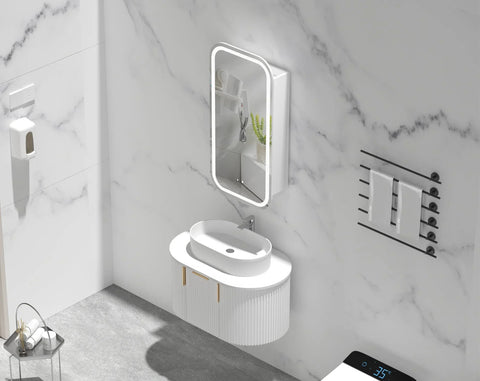 Soft Square LED Mirror Cabinet with Demister 600x900mm - Various Colours