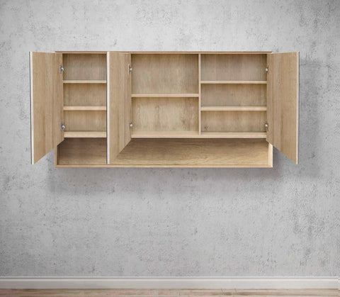 Mirror Cabinet with Open Shelf Pencil Edge - 600/750/900/1200/1500x800mm - Various Colours