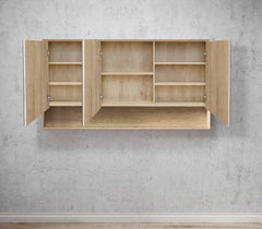 Mirror Cabinet with Open Shelf Pencil Edge - 600/750/900/1200/1500x800mm - Various Colours