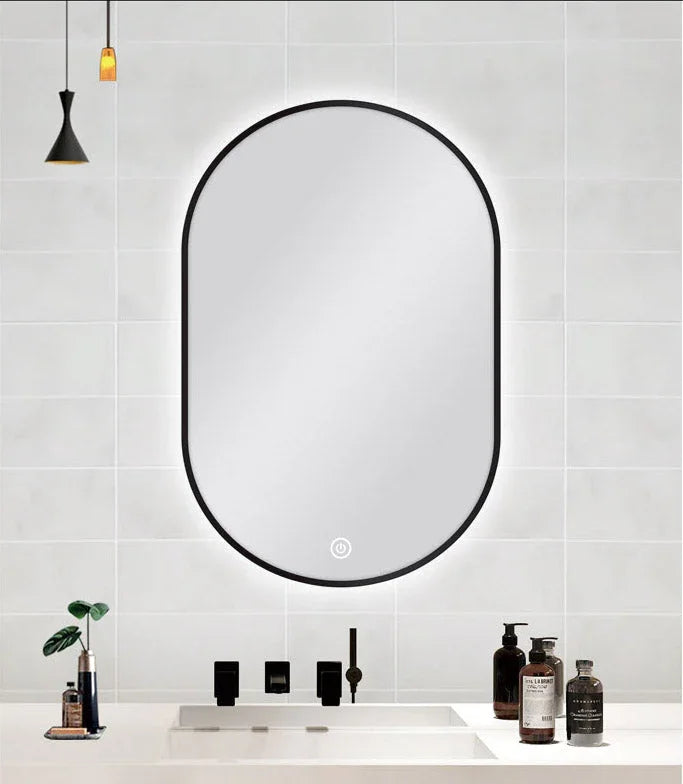 Oval Framed LED Mirror with Demister 600x900mm - Various Colours Frame