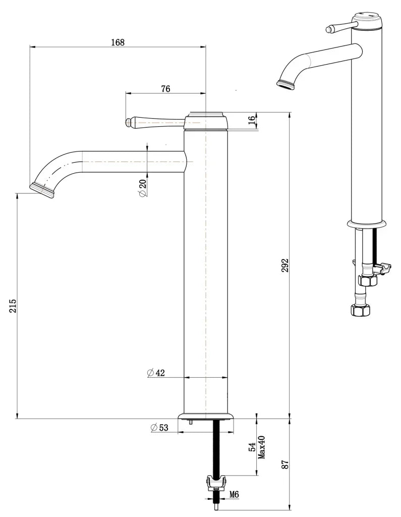 TBM16 Heritage Tall Basin Mixer - Various Colours