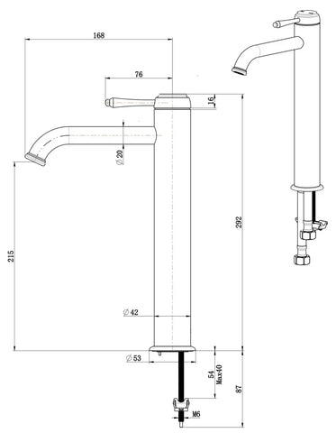 TBM16 Heritage Tall Basin Mixer - Various Colours