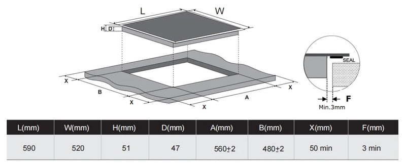 Carysil Built-In Ceramic Hob Cooktop 60CM